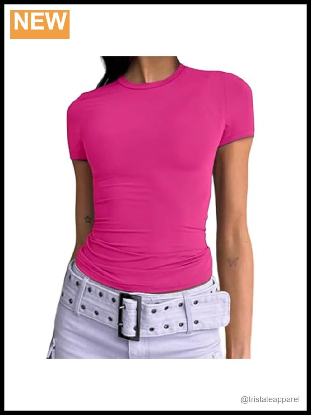 Womens Modal Crop Top Fitted Crewneck Short Sleeve Casual Workout Tee